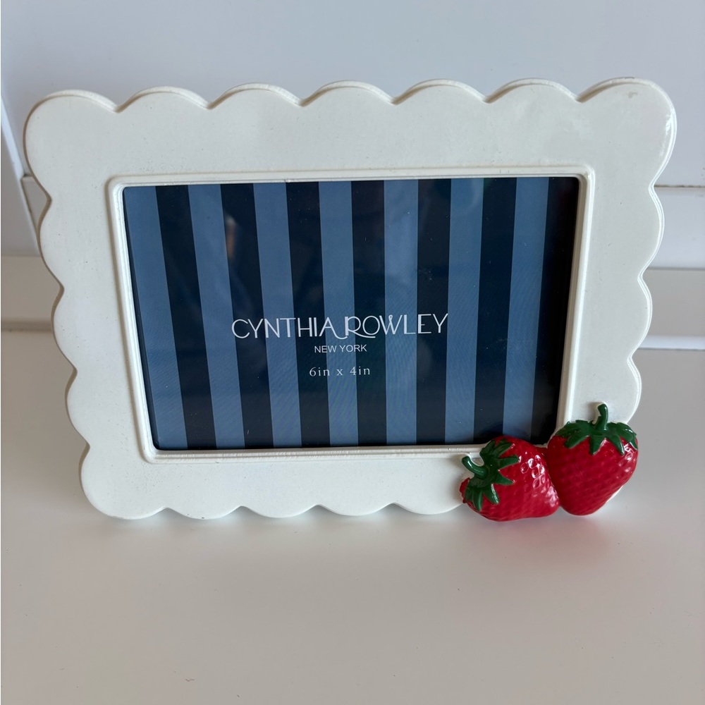 Cynthia Rowley White Photo Frame with Strawberry Accents